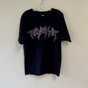 Revenge Rhinestone Tee Black/Pink Size Large Authentic *Rare*